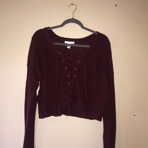 Dark maroon cropped sweater